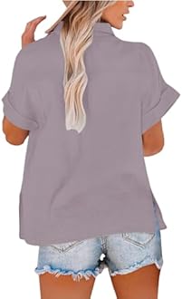 Linen Tops for Women Summer Work Shirts Trendy Button Down Plus Size V Neck Boho Clothes Spring Tops for Women 2025