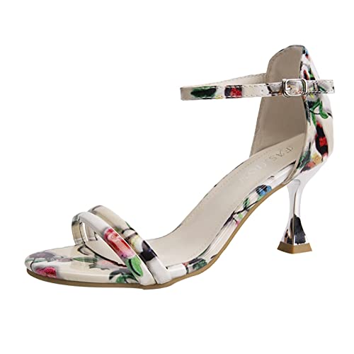 Sandales compensées chic pour femme en blanc : style fleuri et coupe ajustée 39