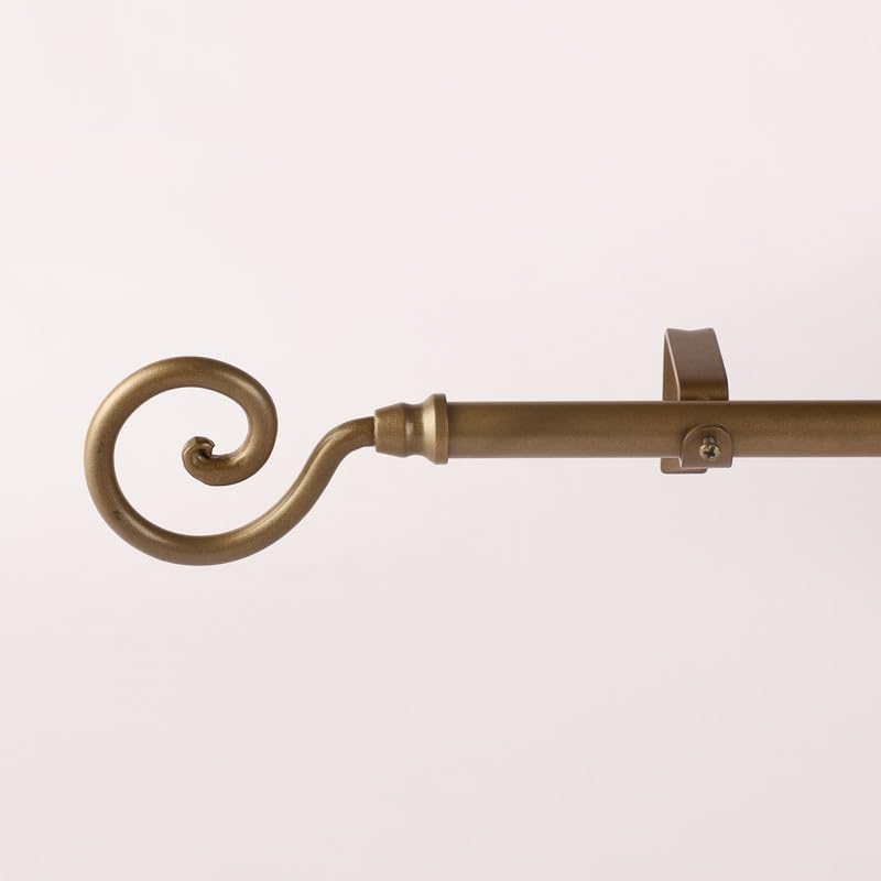Image of The Decor Mart 48 inch-88 inch Adjustable Curtain Rod for Door & Windows with Brackets Set Curtains Hanging Extendable Iron Metal Pipe Holder with Spiral Metal Finial (19MM)