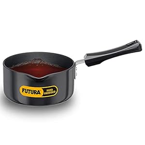 Hawkins Futura Hard Anodised Saucepan Without LID, 3.25mm Thick, 1.5 Litres, Black