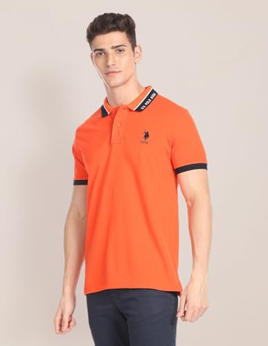 Image of U.S. POLO ASSN. Solid Slim Fit Polo T Shirts for Men - 100% Cotton, Half Sleeves Mens Tshirt