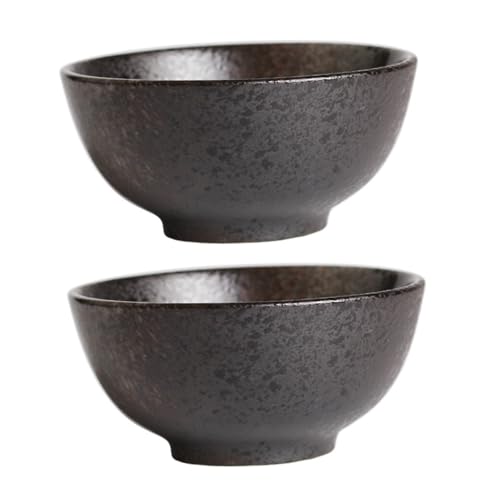 FUNOMOCYA 2pcs Ceramic Noodle Bowl Vintage Tableware for Soup Salad and Pasta Kitchen Food Container Easy to Clean for Home and Buffet