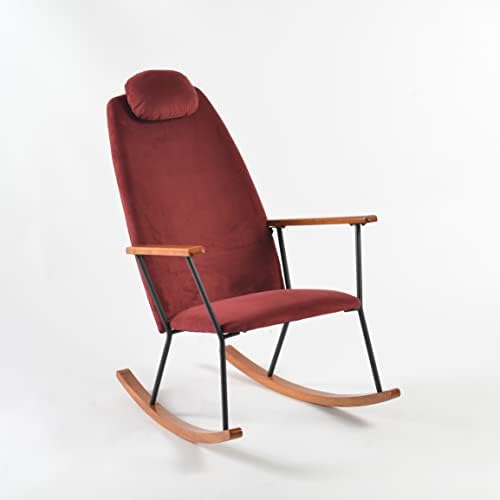 Katorn Rocking Chair for Nursery Rocking Chair with Cushion Rocking Chair Comfortable Wingback Glider Rocking Chair with Safety Solid Wood Base for Living Room Bedroom Balcony (Natural Cherry)