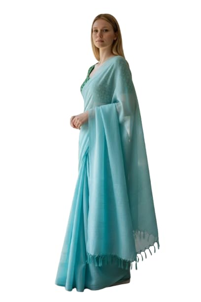 Light Blue Shimmer Georgette Saree-image-27