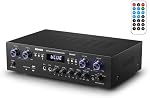 Donner 4 Channel Bluetooth 5.0 Stereo Audio Power Amplifier, 440W Peak Power Home Theater Stereo Receiver with USB, SD, FM, 2 Mic in Echo, RCA, LED, Speaker Selector for Studio, Home Use - MAMP5