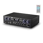 Donner Bluetooth 5.0 Stereo Audio Amplifier Receiver, Peak power 440 W Hi-Fi Wireless 4 channel Desktop Amp with USB, SD,FM, 2 Mic IN Echo, RCA, LED, Speaker Selector for Studio, Home Speakers-MAMP5