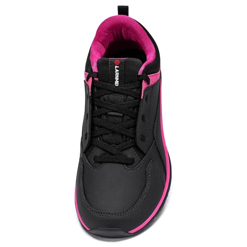 LARNMERN Kochschuhe Damen rutschfeste Küchen Arbeitsschuhe Herren Wasserfeste Koch Schuhe Männer Laufsohle Non-Slip OHNE-Stahlkappe,Rosenrot Schwarz 39 EU