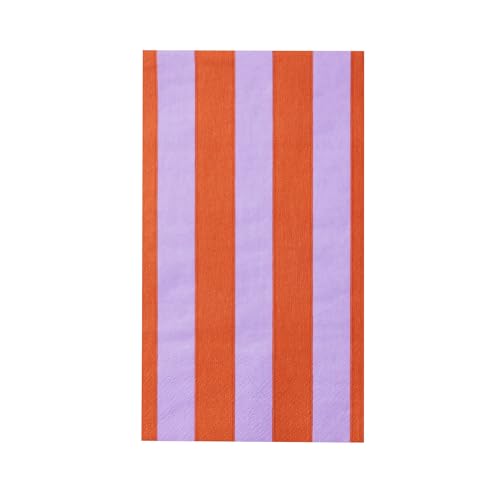 Image of Bonjour Fete Orange & Purple Cabana Stripe Towels, Pack of 20, 4.25x7.75 inch