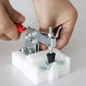 Foto von Kniehebelspanner Knebelklemme, 4 Stück Kleiner Waagrechtspanner Haltekraft Spannhebel Antislip Klemmen Handwerkzeuge, Vertikaler Schnellspanner Horizontal Klemmen Toggle Clamp mit Rotem Handgriff