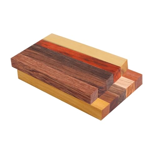 Pack of 5 Exotic Wood Blanks for Pen Turning Premium Pen Turning Supplies Hardwood Turning Blanks Bubinga Green Sandalwood Zebrawood Boxwood South American Wenge 4 3/4 x 3/4 x 3/4 Inches