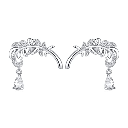 Boucles d'oreilles plumes en argent 925 de haute qualité pour femme