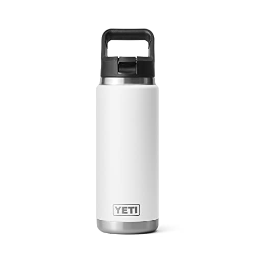 YETI Rambler 26 oz Bottle, Vacuum Insulated, Stainless Steel with Straw Cap, White