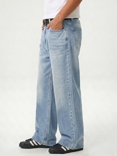 Comdecevis Men's Baggy Jeans Wide Leg Streetwear Loose Fit Denim Pants - Image 3