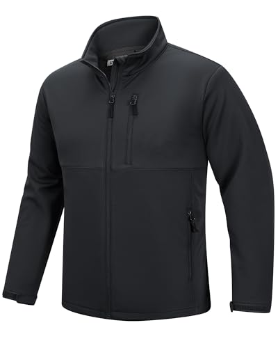 Outdoor Ventures Men's Softshell Jacket Waterproof Fleece Lined Rain Shell Jacket Lightweight Windbreaker for Hiking Travel