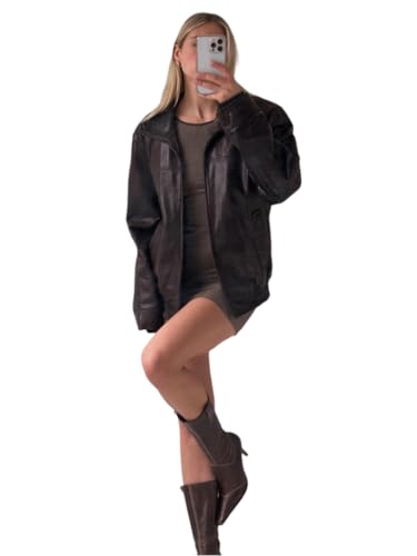 Ladies Real Soft Lambskin Leather Jacket - Oversized Bomber Casual Wear Jacket For Womens2