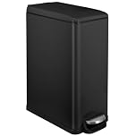 Clevich 50L Stainless Steel Slim Trash Can with Lid, Airtight Large Kitchen & Bathroom Garbage Bin, Foot Pedal Step Bin with Removable Inner Bucket, Space-Saving Design for Narrow Spaces (Black)