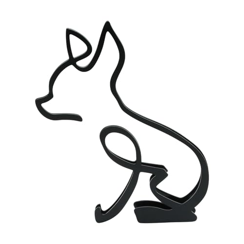 Boguish Chihuahua - Escultura de pared de metal para sala de estar, decoración de pared de animales, decoración de dormitorio, baño, patio, habitación, color negro