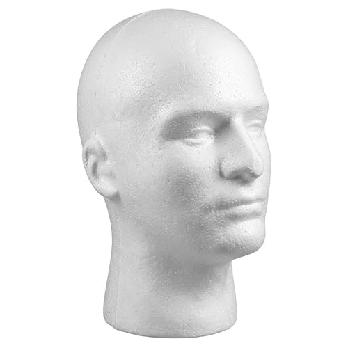 LIAMTU Male Wig Display Mannequin Head Stand Model Styrofoam Foam White LIAMTU Male Wig Display Mannequin Head Stand Model Styrofoam Foam White