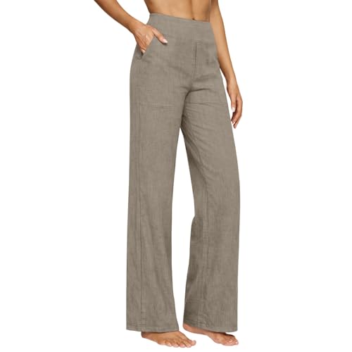 Spring Fashion 2026 Capsule Wardrobe for Women Cotton Linen Pants 2026 Spring Summer Gauze High Waisted Button Up Straight Leg Trousers Beach Beach Boho Plus Size Casual Vacation Pant Khaki