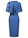 AISIZE Women's Vintage 1940s Half Collar Batwing Cape Party Pencil Dress (Medium, Blue)
