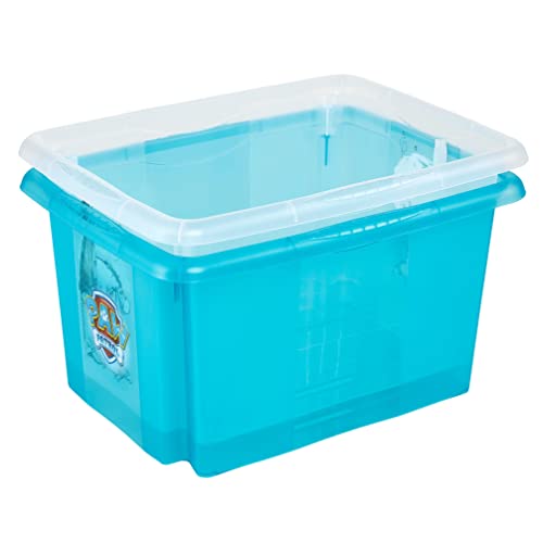 keeeper Paw Patrol Aufbewahrungsbox mit Deckel, Dreh- und stapelbar, Für Kinder, 15 l, Karolina, Fresh Blue Transparent