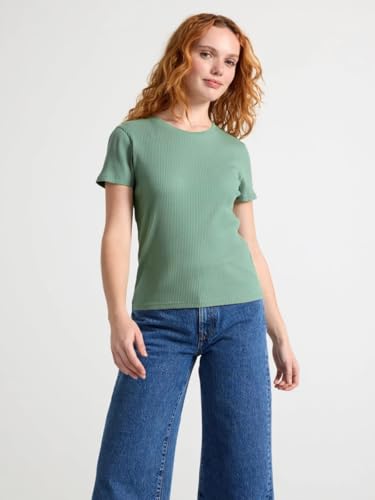 Image of Zilcon Women Fashion Trendy Ribbed Round Neck t Shirt for Woman Half Sleeves Tops for Women Stylish Western Formal, Casual, Office, Date, Outing, Party Tops