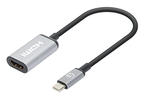 Manhatten 4K@60Hz USB-C to HDMI Adapter USB 3.2 Type C Male to HDMI Female Active Converter Aluminum 15cm Black