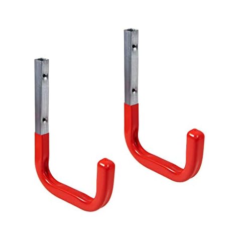 2 Stück GedoTec Wall hooks with Rubber coating red Device holder All purpose hook steel 150 x 210 mm Steel zinc plated Buoyancy 50 kg Universal hook Hook device/Garage hooks etc. reinforced design Cover