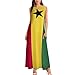 TAIZIYEAH Long Dress Ghana Flag Women's Summer Casual Loose Dress Long Dress Short Sleeve for Girls Fashion Skirts XL