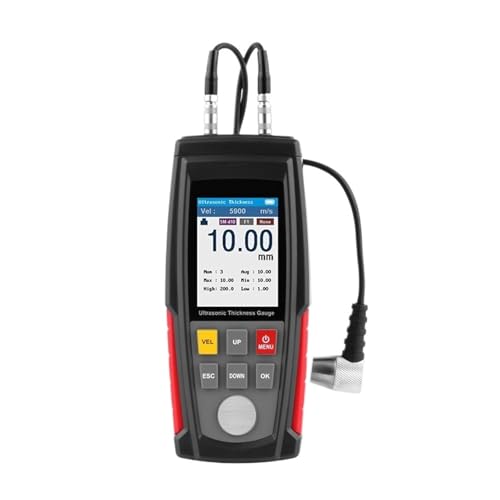 Medidor de espesor digital portátil ultrasonido para película de pintura, rango de 1.00 a 225.0 mm, para metal, plástico y vidrio con pantalla LCD color