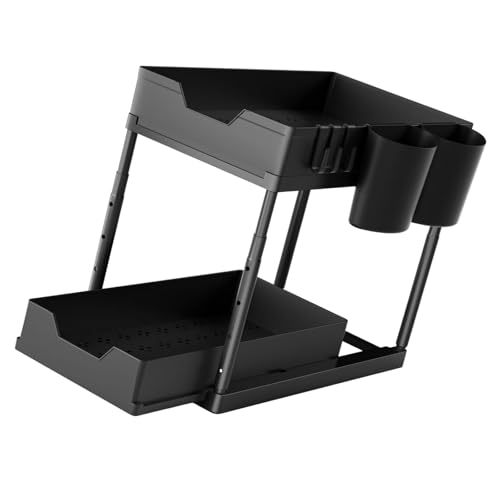 Estante Bajo Fregadero de 2 Niveles con Cajón Deslizante para Organización Multiusos de Almacenamiento para Cocina y Baño miniatura 6