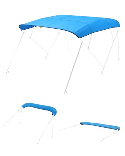 VEVOR Toldo Bimini Plegable para Barco de 4 Arcos, Poliéster 600D, Impermeable y con Protección Solar, con Bolsa de Almacenamiento, Resistente al Viento y Desgarro, 244 x 230 cm, Azul Pacífico