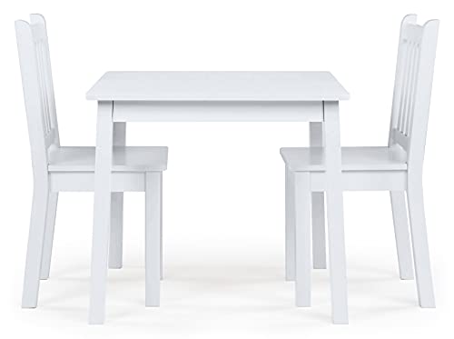 Humble Crew, White Kids Wood Square Table And 2 Chairs Set #TOP3