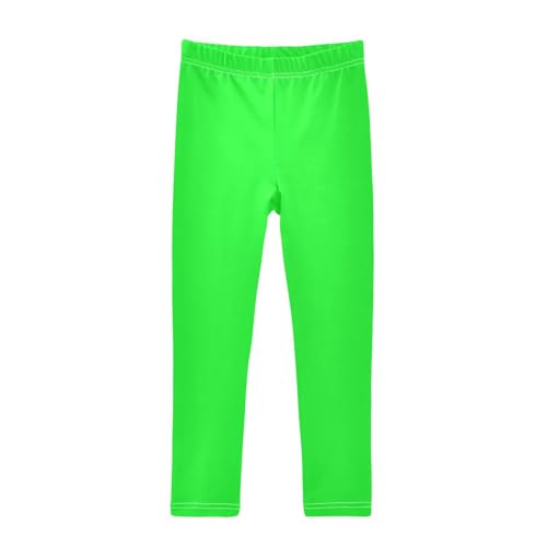 Bright Green Solid Color Girls Leggings Dance Pants Tights Trousers Casual Yoga Pants Cute Kids Clothes, 4T