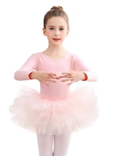 EASTBUDDY Ballet Dress for Girls,Toddler Dance Leotard with Tutu Skirt Short/Long Sleeve Ballerina Outfit