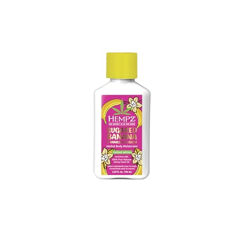 Hempz Mini Sugared Banana & Vanilla Blossom Body Lotion Ultra Hydrating Moisturizer for men and women 2.25 oz
