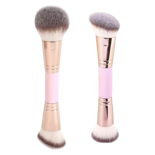 YSHIGUING Professional Double Ended Makeup Brush – Foundation & Concealer Brush for Liquid, Powder, Blush – Soft Bristles for Flawless Blending (Pink)