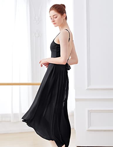 Phoeswan Dance Skirts For Women, Long Chiffon Ballet Skirt, Black Women'S Dance Wrap Skirt With Tie thumb #2