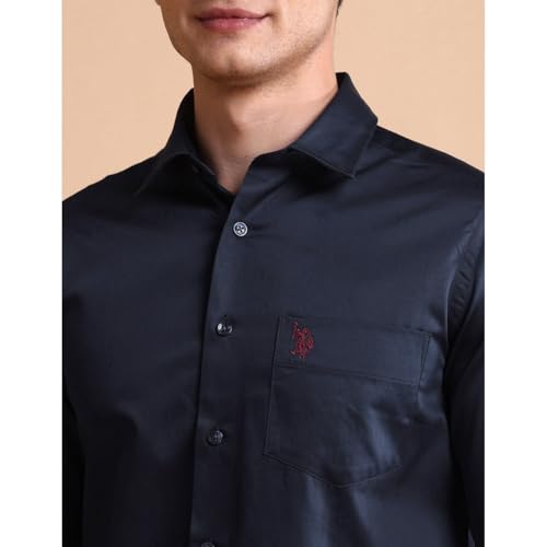 Image of U.S.Polo Association Men's Solid Tailored Fit Satin Shirt