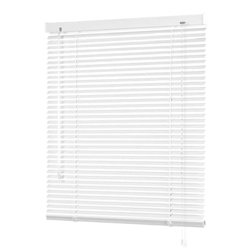 ZXCJTLGN Blackout Mini Blinds Aluminum Venetian Blind 12 24 26 30 34 35 41 49 51 68 70 77 80 Horizontal Window Shades 1 Slat Rooming Darkening Blinds Cordless Easy to Install(White)