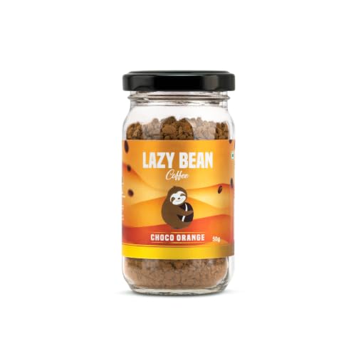 Image of Lazy Bean Choco Orange Flavoured Instant Coffee | 100% Arabica Coffee | Medium Roast | Rich Chocolate & Refreshing Orange Flavour | Premium Instant Coffee Powder | Cafe Style Beverage | 50g