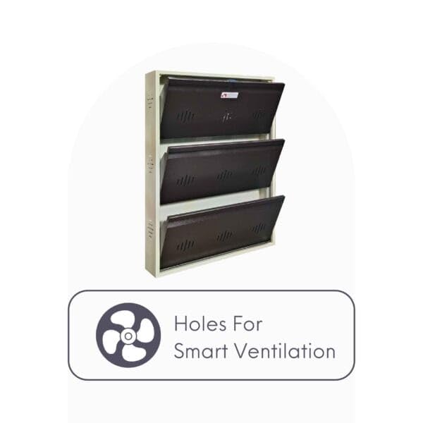 Image of StayHappy Shoe Rack | 3 Door Metal Shoe Rack with Powder Coating | Chappal Rack for Home | Durable Footwear Rack (Dark Brown)