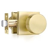 Haidms Gold Door Knob Passage, Heavy Duty Square Brushed Gold Hall and Closet Door Knob for Hallway, Zinc Alloy Passage Door Knobs Hallways (1 Pack)