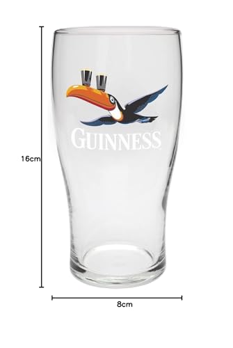 Guinness Official Merchandise Tortoise/Toucan Gilroy 2 Pint Glass Set Transparent