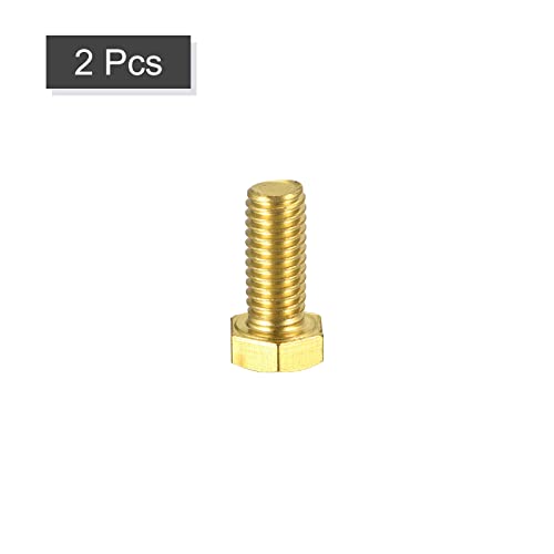 Image of uxcell Brass Hex Bolts, 3 /8-16x7 /8 2pcs Fully Thread Grade 4.8 Solid Brass Hexagon Head Bolt Machine Screws for Machinery
