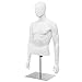 Giantex Male Mannequin Torso Adjustable Height Detachable Arms Dress Form Display w/ Metal Stand, Bright White