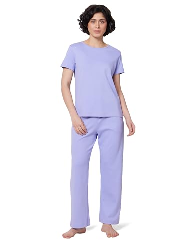 Image of Symbol Premium Women's Cotton Rib T-Shirt and Pajama Night Suit | Two Piece Set | Regular Fit (Available in Plus Sizes)