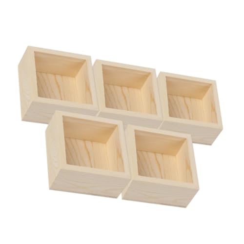 BESPORTBLE 5pezzi Scatola Portaoggetti in Legno Grezzo Fioriera Per Piante e Altre Piccole Piante Vasi Da Vivaio Quadrati Per Progetti Fai Da Te e Organizzazione Casa