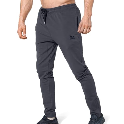 Image of BROKIG Mens Zip Joggers Pants - Casual Gym Workout Track Pants Comfortable Slim Fit Tapered Sweatpants with Pockets