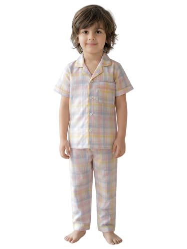 Image of POLKA TOTS 100% Pure Cotton Half Sleeve Night Suit for Kids, Girls & Boys | Cotton Pyjama Set | Unisex Night Dress for Children | Night Suit for Girls |Sleepwear for Kids | Winter Night Dress for Boys